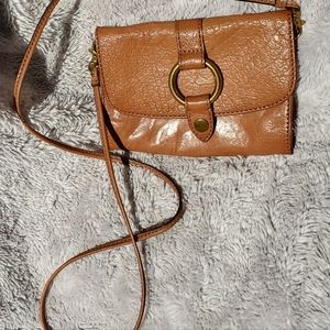 FRYE Leather HARNESS O RING BRANDY MAGNETIC FLAP Crossbody Bag